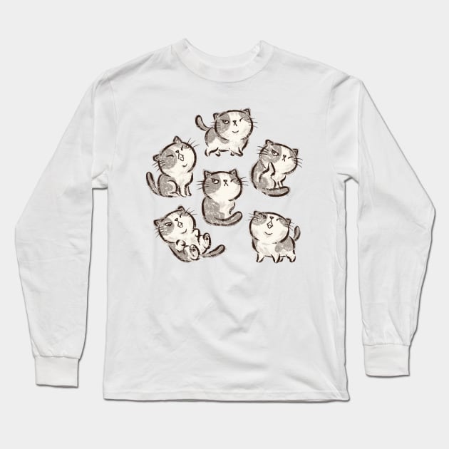 Six Impudent cats Long Sleeve T-Shirt by sanogawa